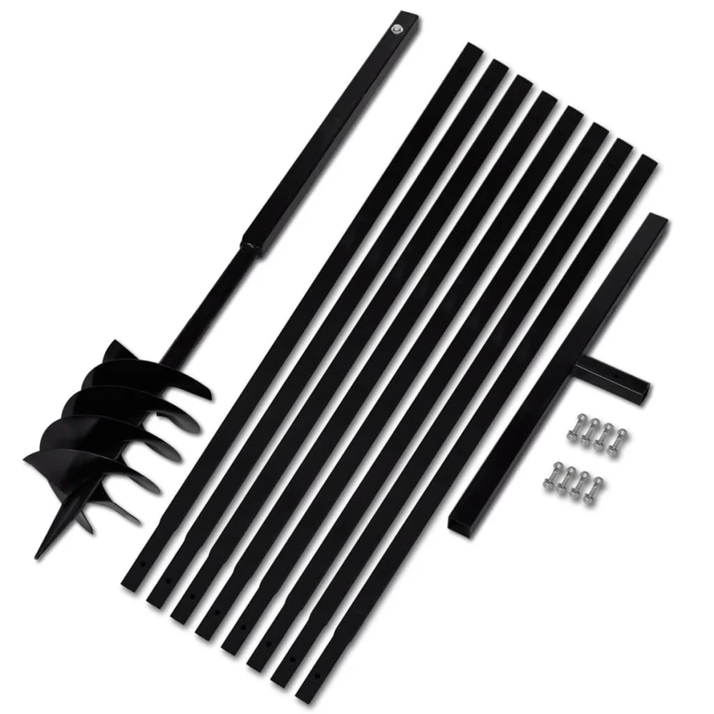 VIDAXL Tarière De Sol Avec Manche 180 Mm Et Tube D'extension 9 M Acier 1 VIDAXL Tarière De Sol Avec Manche 180 Mm Et Tube D'extension 9 M Acier