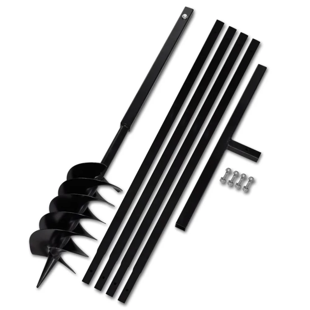 VIDAXL Tarière De Sol Avec Manche 150 Mm Et Tube D'extension 5 M Acier 1 VIDAXL Tarière De Sol Avec Manche 150 Mm Et Tube D'extension 5 M Acier