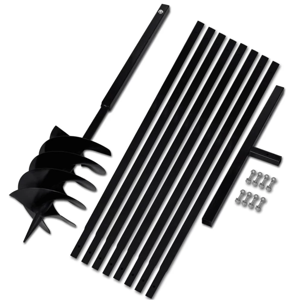 VIDAXL Tarière De Sol Avec Manche 200 Mm Et Tube D'extension 9 M Acier 1 VIDAXL Tarière De Sol Avec Manche 200 Mm Et Tube D'extension 9 M Acier