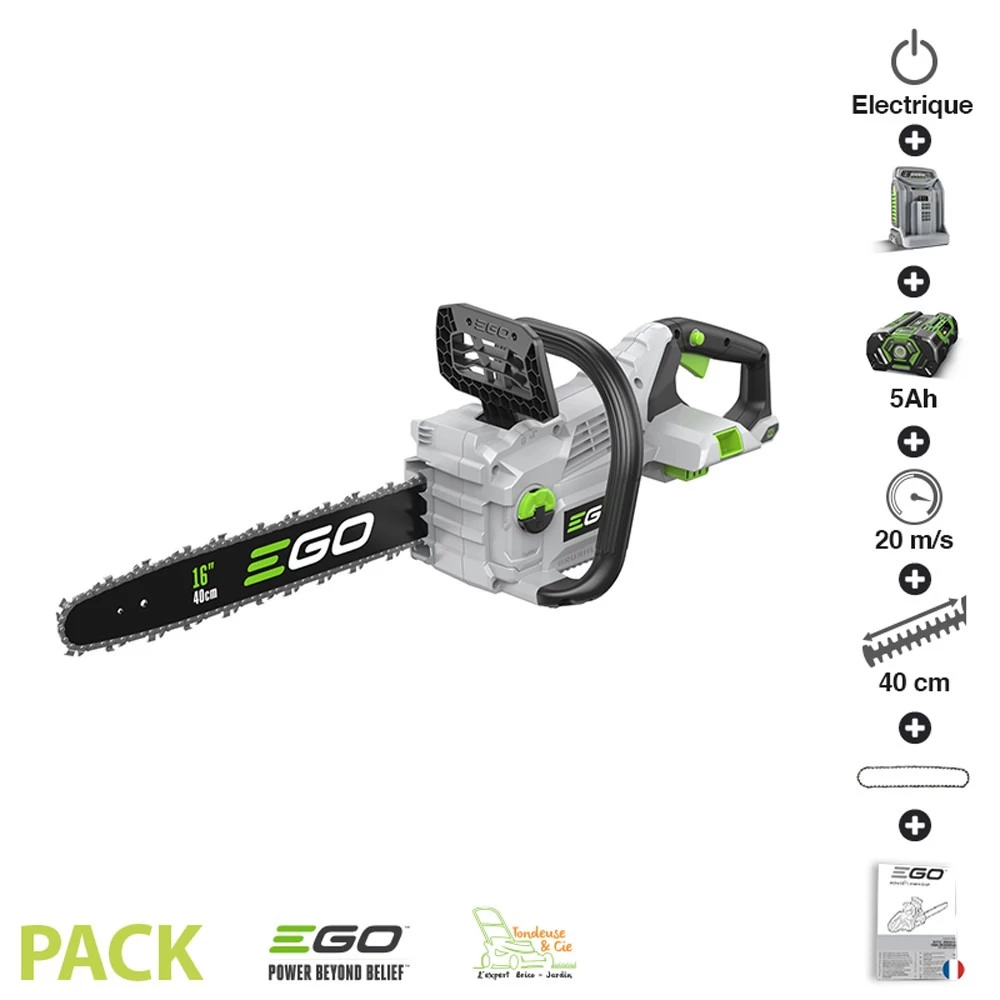 Pack Tronconneuse Electrique Batterie 56v 5ah Chargeur Rapide Ego Power+ Guide Oregon 40 Cm Cs1614e- 1 Pack Tronconneuse Electrique Batterie 56v 5ah Chargeur Rapide Ego Power+ Guide Oregon 40 Cm Cs1614e-
