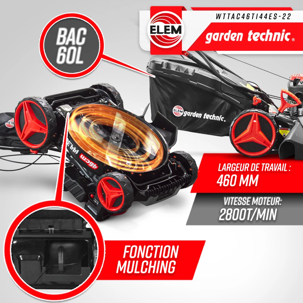Tondeuse Thermique Autotractée 144.3cc - 46cm Avec Démarrage électrique -mulchin 4 Tondeuse Thermique Autotractée 144.3cc - 46cm Avec Démarrage électrique -mulchin – Image 4