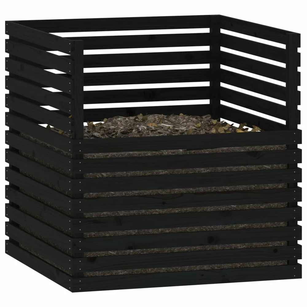 VIDAXL Composteur Noir 100x100x102 Cm Bois Massif De Pin 4 VIDAXL Composteur Noir 100x100x102 Cm Bois Massif De Pin – Image 4