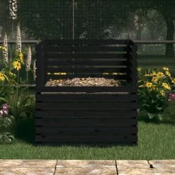 VIDAXL Composteur Noir 100x100x102 Cm Bois Massif De Pin 9 VIDAXL Composteur Noir 100x100x102 Cm Bois Massif De Pin -Jardin Plantes Magasin 6422e3c7a18232.08661791