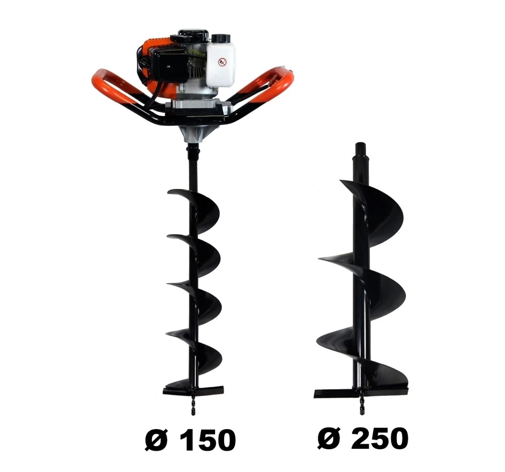 Tarière Thermique 52 Cm3 + Mèches 150 Et 250 Mm 1 Tarière Thermique 52 Cm3 + Mèches 150 Et 250 Mm