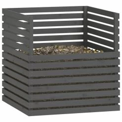 VIDAXL Composteur Gris 100x100x102 Cm Bois Massif De Pin -Jardin Plantes Magasin 643028fe19ac25.50854592
