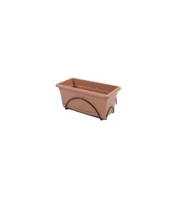 Jardiniere 40x20cm Avec Plateau Et Support Balcon - Terracotta