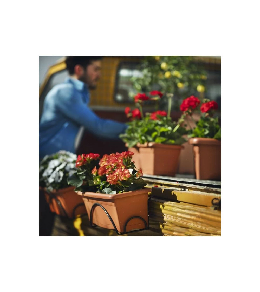 Jardiniere 40x20cm Avec Plateau Et Support Balcon - Terracotta 2 Jardiniere 40x20cm Avec Plateau Et Support Balcon - Terracotta – Image 2