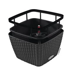 LECHUZA Jardinière Bacino Cottage All-in-one 30x30 Cm Noir Graphite -Jardin Plantes Magasin 6479895b664872.76464178