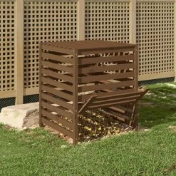 VIDAXL Composteur Marron Miel 82,5x82,5x99,5 Cm Bois Massif De Pin -Jardin Plantes Magasin 6499e3c4710235.70535362