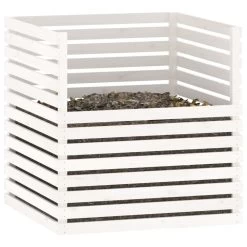 VIDAXL Composteur Blanc 100x100x102 Cm Bois Massif De Pin -Jardin Plantes Magasin 6499e3c89e0439.46527288