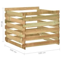 VIDAXL Composteur De Jardin à Lattes 100x100x80cm Bois De Pin Imprégné -Jardin Plantes Magasin 6499e3ca5b7674.86132172