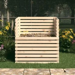 VIDAXL Composteur 100x100x102 Cm Bois Massif De Pin -Jardin Plantes Magasin 6499e3cae3a5f4.66289804