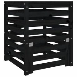 VIDAXL Composteur Noir 63,5x63,5x77,5 Cm Bois Massif De Pin