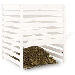 VIDAXL Composteur Blanc 82,5x82,5x99,5 Cm Bois Massif De Pin -Jardin Plantes Magasin 6499e3cd6db1d8.49499681