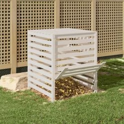 VIDAXL Composteur Blanc 82,5x82,5x99,5 Cm Bois Massif De Pin -Jardin Plantes Magasin 6499e3cd725809.88874373