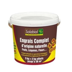 Solabiol Engrais Complet Organique NPK En Granulés Dispersables 5kg + 2kg